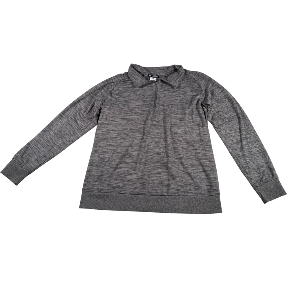 Crane‎ Quarter Zip Pullover Womens Size M Grey Space Dye Long Sleeve Activewear